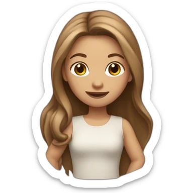 Girl with light skin and long brown hairdancing  sticker