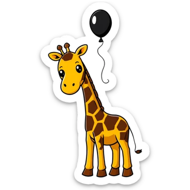 giraffe popping balloon in surprise expression sticker