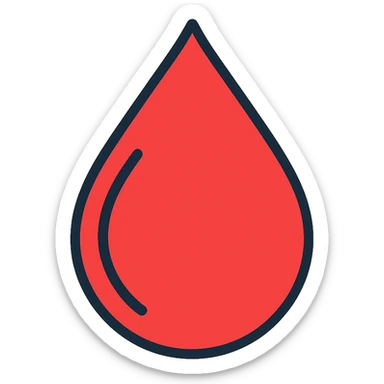blood drop emoji, medical icon style, clean and intuitive sticker