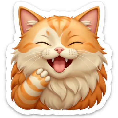 adorable sleepy cat yawning, fluffy, pastel colors, gentle morning vibe, emoji style sticker
