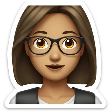 Girl with brown eyes and medium length brown hair and glasses sticker