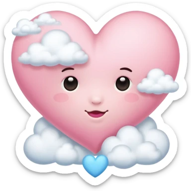 pink heart + cloud sticker