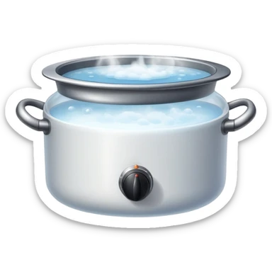 pot with boiling water and steam rising sticker