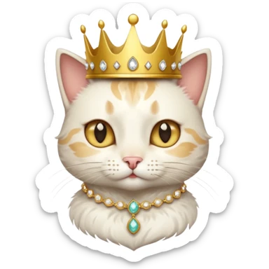 Cat with tiny gold jeweled crown — cute and smug sticker