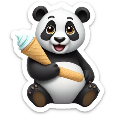 Panda eating ice cream sticker