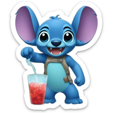 Stitch-drink-water sticker