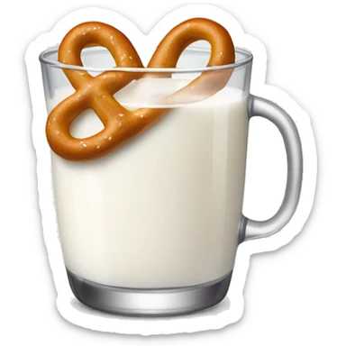 A glass of milk with a pretzel sticker
