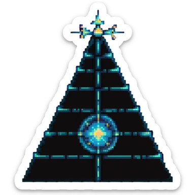 pyramid with glowing technology core and power lines sticker