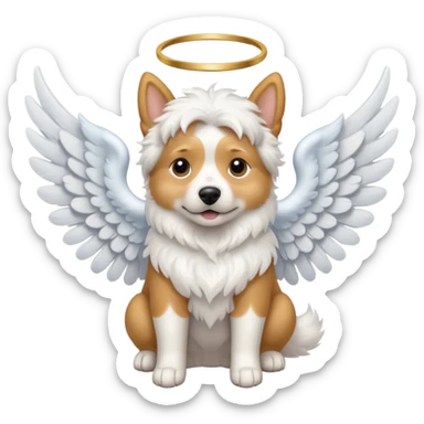Dog with angel wings sticker