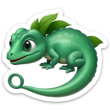 Emoji de camaleón, que sea bonito, tierno y único para compartir con mi pareja, entonces que sea único, que sea parecido al camaleón de la película de rapumcel de Disney caricaturezco  sticker