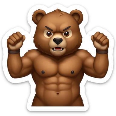 angry bear with paws up, frowning sticker