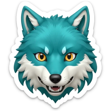 teal wolf head sticker