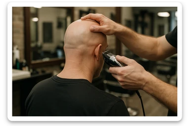 o'smirin bola qora futbolkada sartaroshxonada soch olayapti yuzi ko'rinmasin sticker