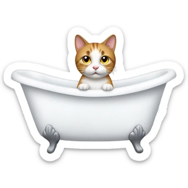 cat in a white bathtub sticker