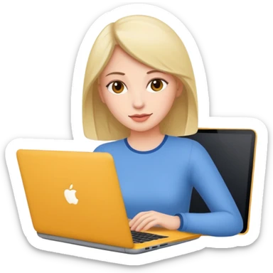 Could you please make an emoji of a community manager woman with a laptop or iphone? sticker
