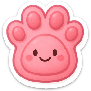 a cute and friendly pink paw print emoji sticker