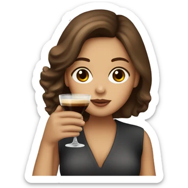 Brown hair girl drinking espresso martini sticker