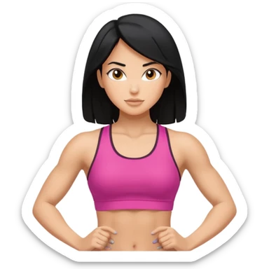 fitness woman black hair sticker
