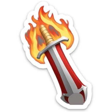 Red flaming sword sticker
