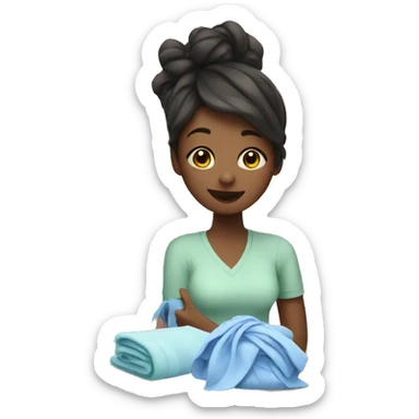 girl doing laundry sticker