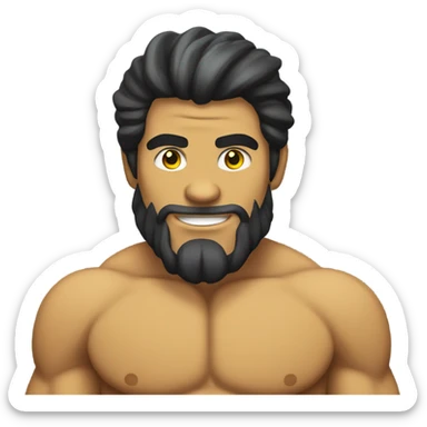 Tan muscular merman with yellow tail and dark hair sticker