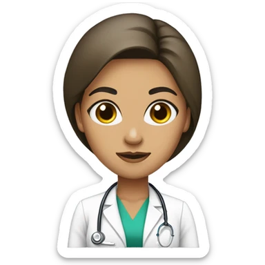 mujer medico de pelo largo lacio negro, ojos delineados negros sticker