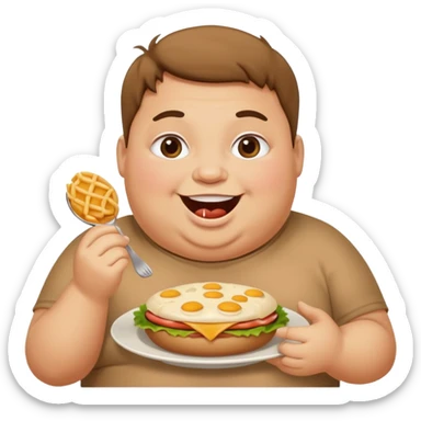 fat person eating food sticker