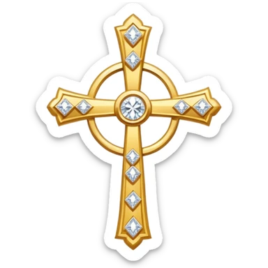 golden cross with diamonds sticker