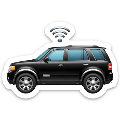 Side view of a black SUV car with the WIFI icon sticker