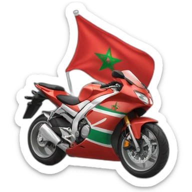 une moto avec le drapeau du Maroc derrière sticker