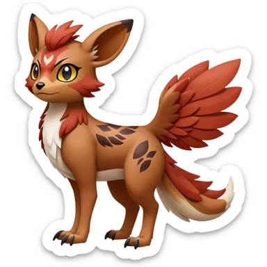 Falvie-Fionbri-fantasy-creature-Fakémon-Pokémon, full body, with markings sticker