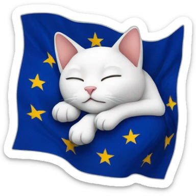 sleeping cat with Europe flag sticker