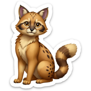exotic shiny sparkly colorful cool realistic cute beautiful dark gloomy ghostly spooky greyish blackish green cyan toned colored fantasy-Cacomistle-tanuki-oncilla-caracal-bobcat-cheetah-animal-hybrid (full body) sticker