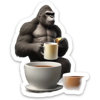 king kong drinking tea  on top of empire state building sticker