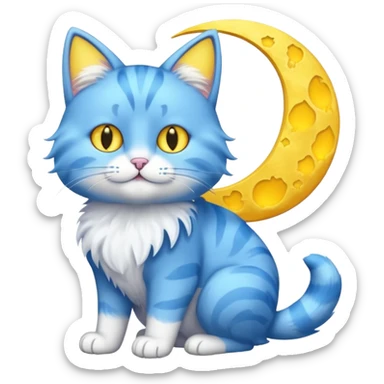 Blue cat holding a moon in it’s paws 🌙🐱 sticker