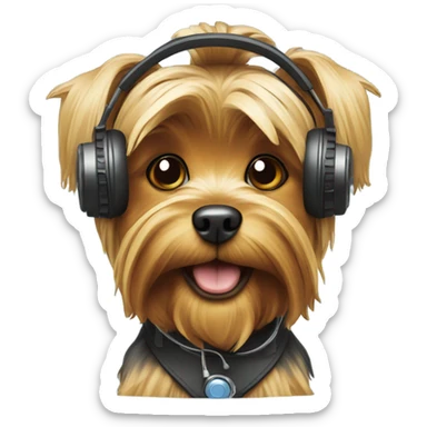 toy yorkie dog with gaming headset  sticker