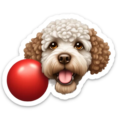 Lagotto romangolo dog with red ball sticker