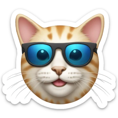 Cat with sun glasses smiling sticker
