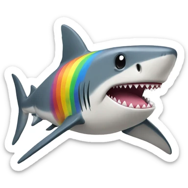Shark with rainbow pullover sticker