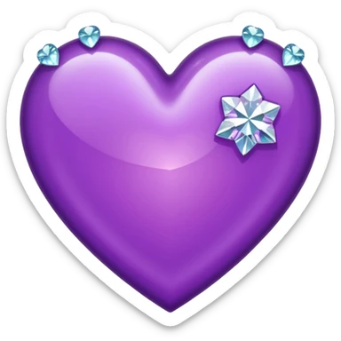 purple heart with diamond around it sticker