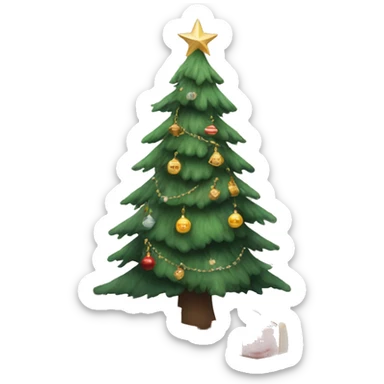 cozy christmas tree with Scandinavian inspired decorations sticker