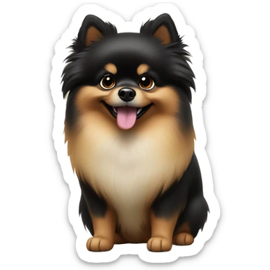 The little black and tan Pomeranian is smiling sticker