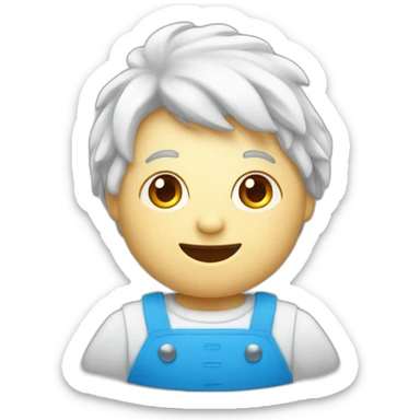 Un bonhomme avec des cheveux multicolore et une robe bleu  sticker