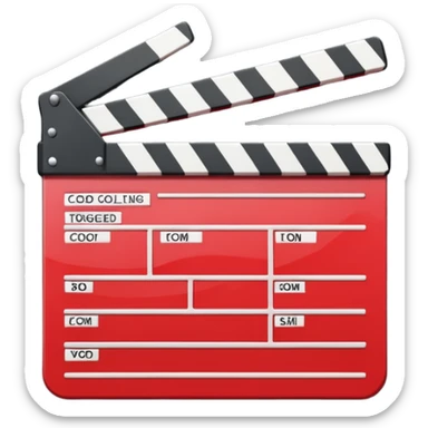 red clapperboard used in filmmaking, cute and stylish design sticker