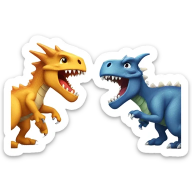 Fight dragon versus dinosaur sticker