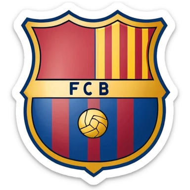 FC Barcelona logo, shield with blue and red stripes, football club emblem sticker