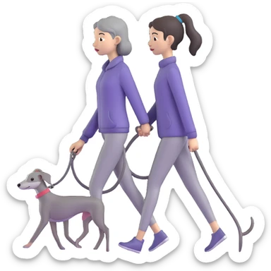 Beautiful Asian girl walking a completely solid grey Italian greyhound with a grey nose, no white markings anywhere, no white on the nose, pure grey dog sticker
