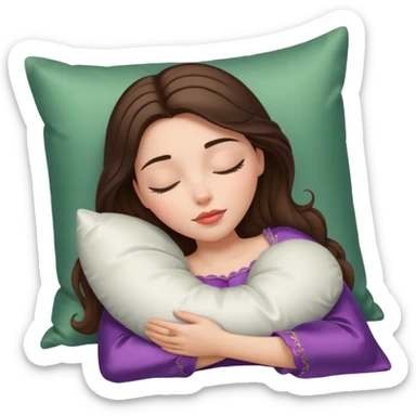 sleeping beauty brunette white girl with a silk pillow sticker