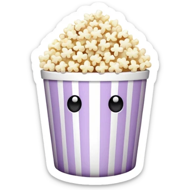 Popcorn in a striped cup pale purple with a TV sticker