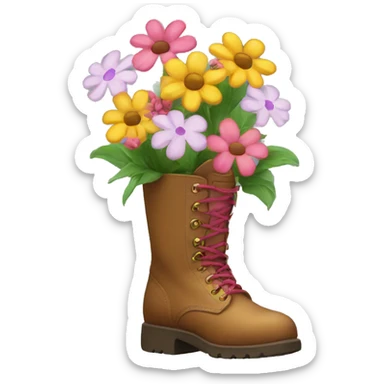 boots with flowers inside sticker